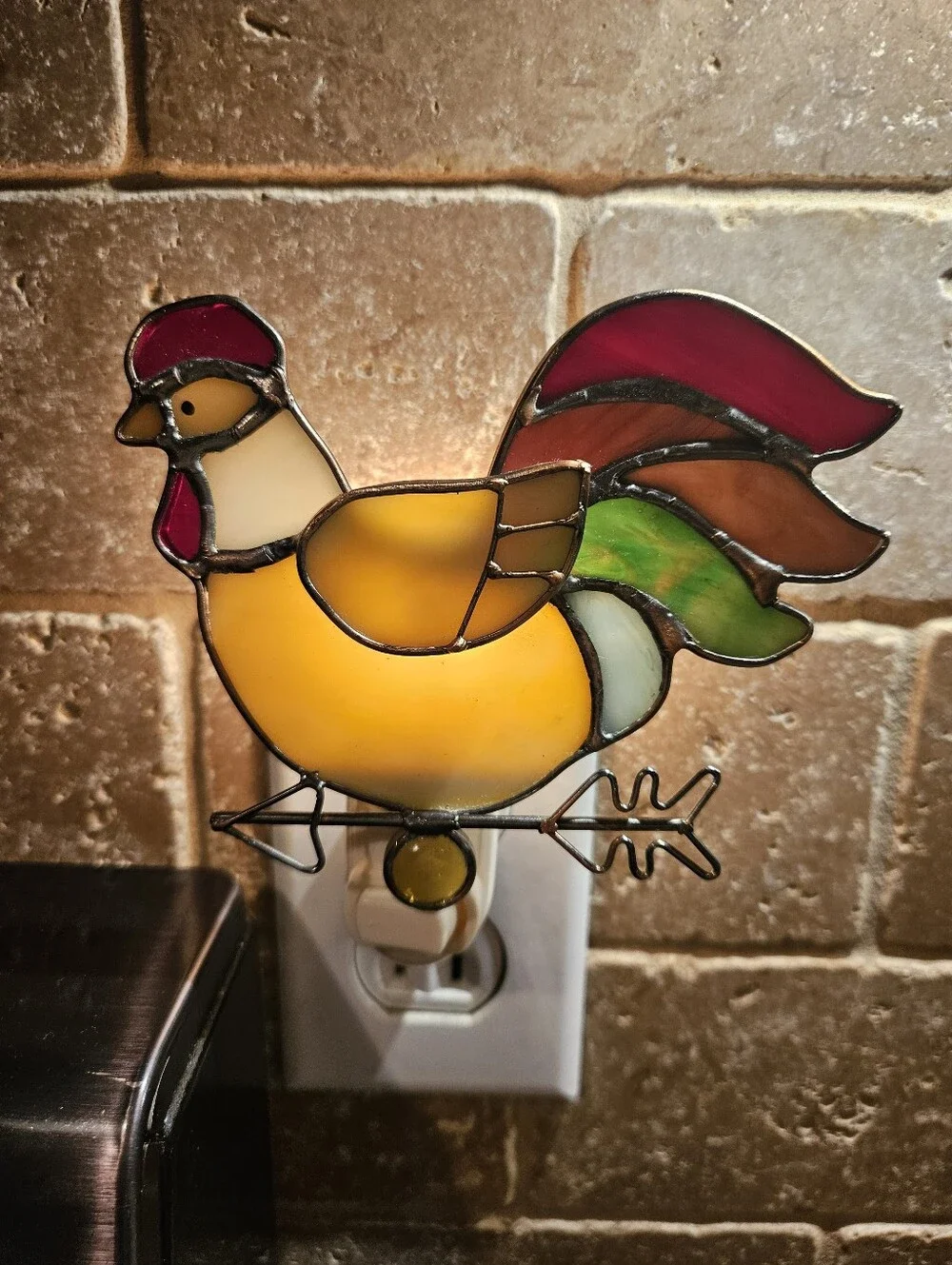 Stained Glass Rooster Nightlight